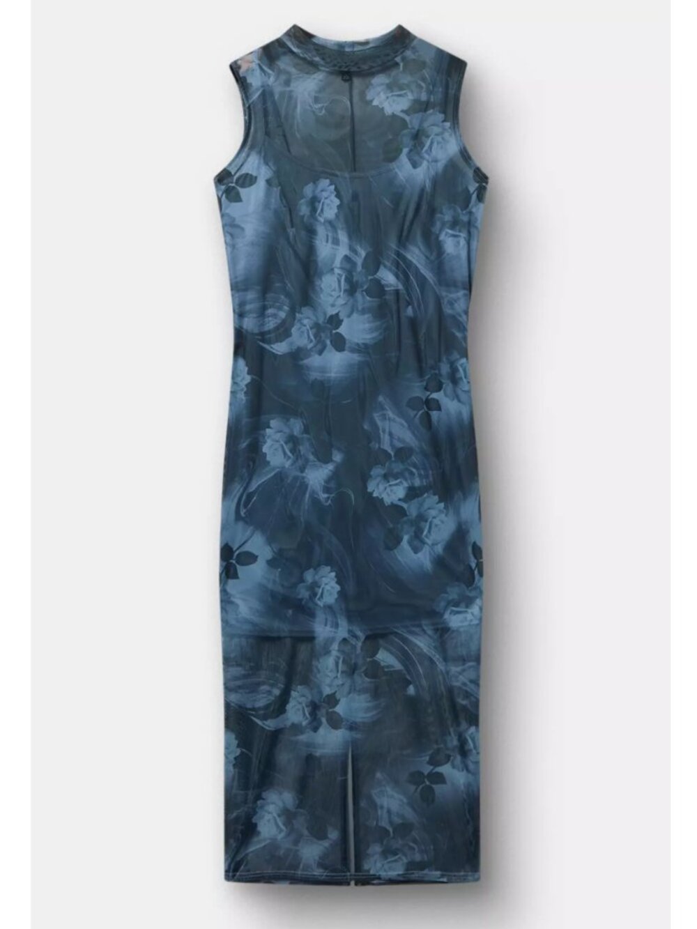 NWT Torrid 2 Floral Blue Maxi Mock-Neck Column Dress 2X 18 20 - Picture 7 of 13